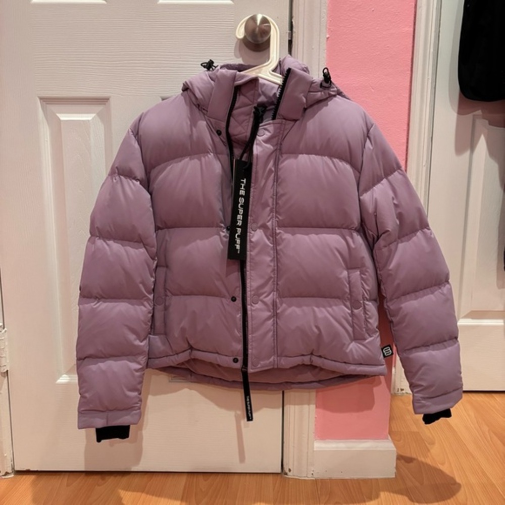 Aritzia Purple Shorty Superpuff Puffer Jacket